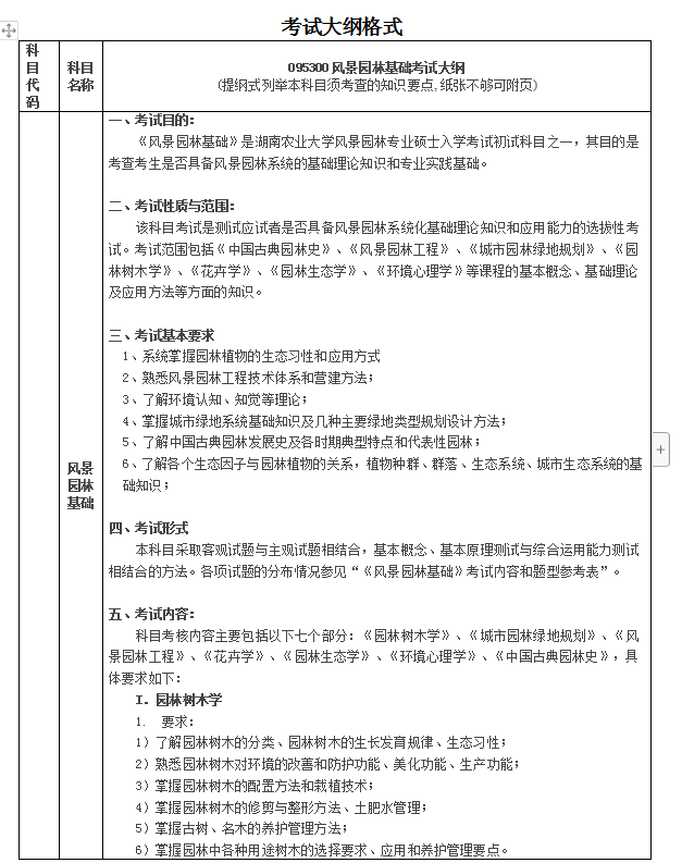 风景园林考试大纲