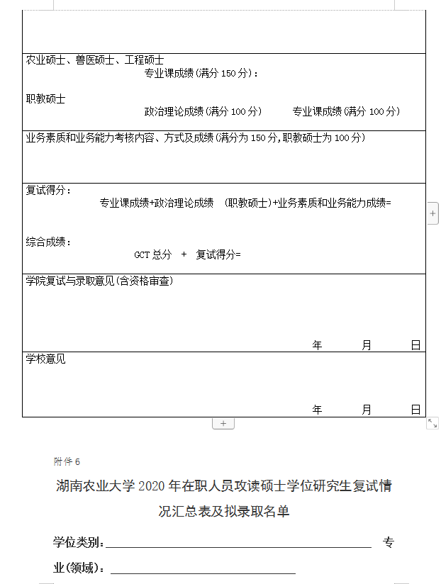 湖南农业大学经济学院2020年硕士研究生复试工作方案